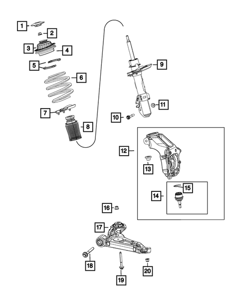 Front Suspension, Strut and Cradle for 2019 Jeep Cherokee #0