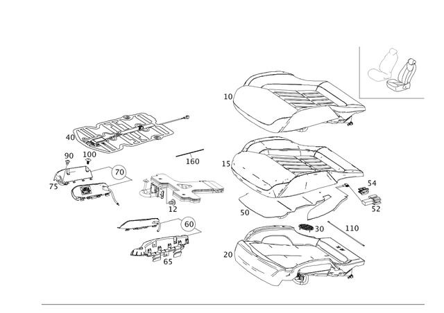 2319102313 - Driver Seat: Driver Seat Cushion for Mercedes-Benz: SL400, SL450, SL550, SL63 AMG, SL65 AMG Image image