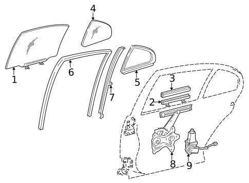 Glass - Rear Door for 2009 Lexus GS460 #0