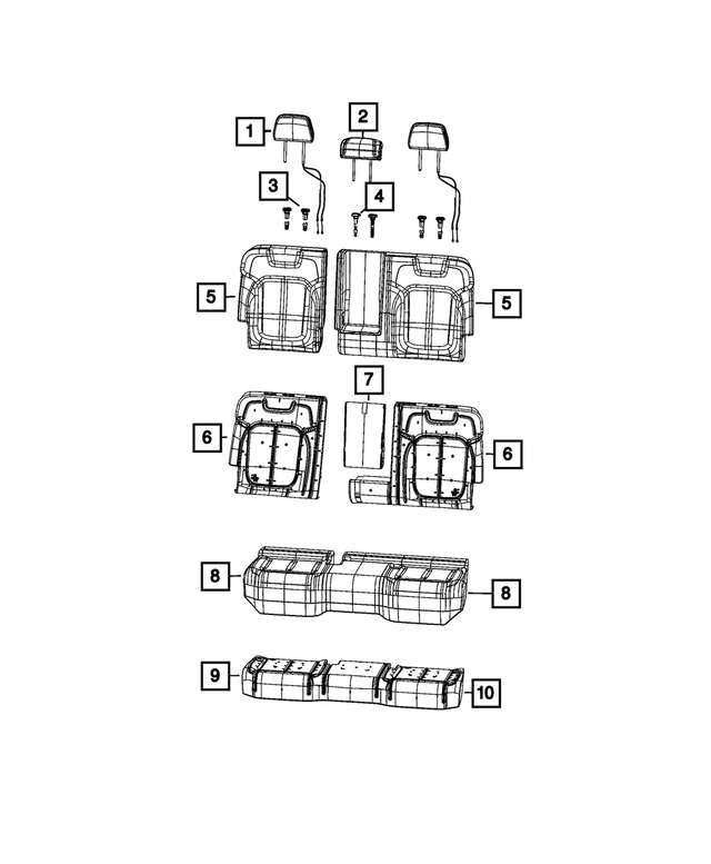 6XS161X7AH - Interior Trim: Second Row Headrest for Jeep: Grand Cherokee L Image