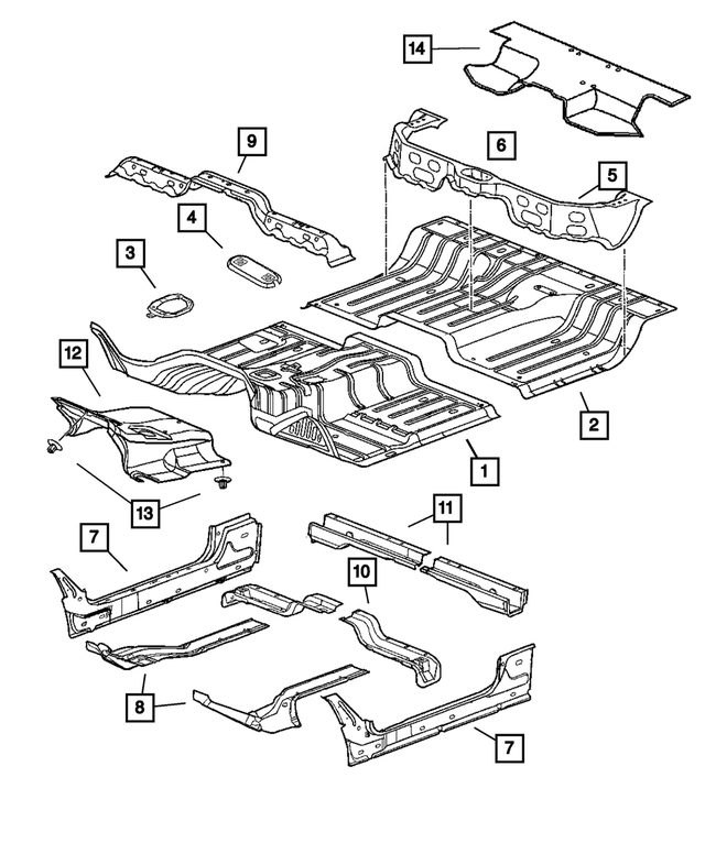 68036568AF - Body Sheet Metal Except Doors: Front Floor Pan Panel for Mopar Image