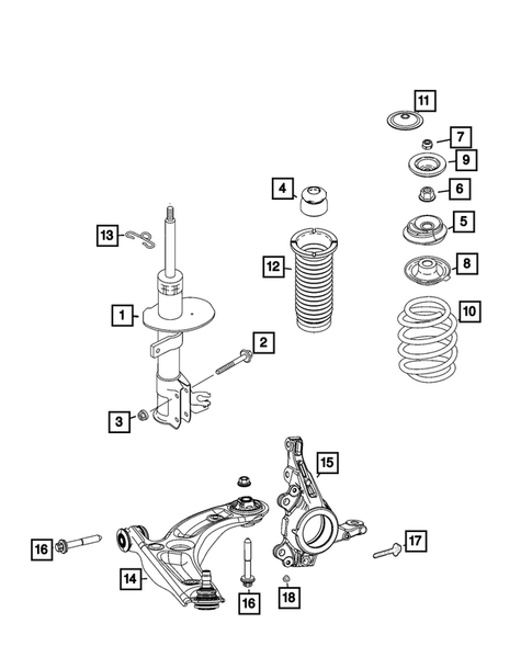 Front Suspension, Strut and Cradle for 2024 Fiat 500E #0