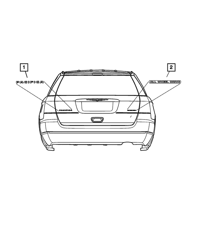 4857721AA - Exterior Ornamentation: Pacifica Nameplate for Mopar Image image