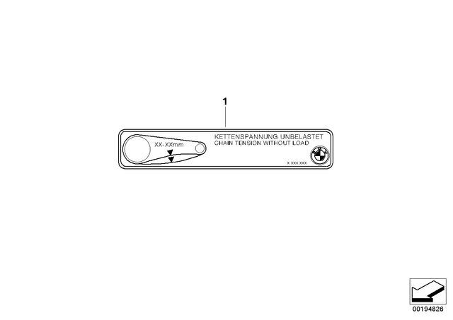 71228563984 - Parts and Accessories for Engine / Chassis: Notice Label, Chain Tension - 40-50Mm for BMW-Motorrad Image