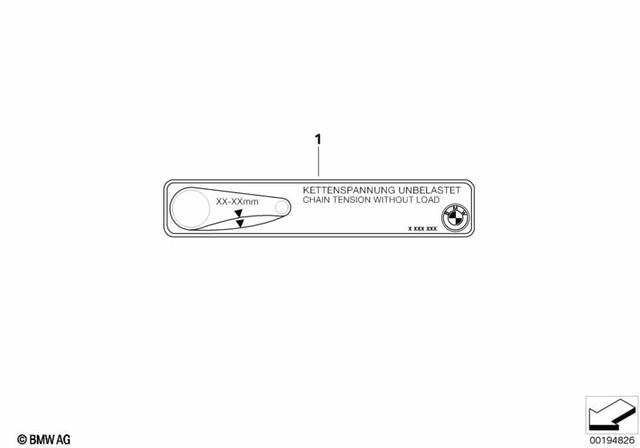 71228563984 - Parts and Accessories for Engine / Chassis: Notice Label, Chain Tension - 40-50Mm for BMW-Motorrad Image