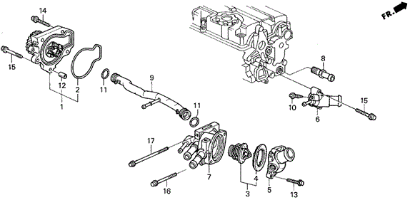Water Pump - Thermostat (VTEC) for 1994 Honda Civic del Sol #0