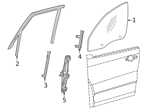 Glass - Front Door for 2018 Fiat 500L #0