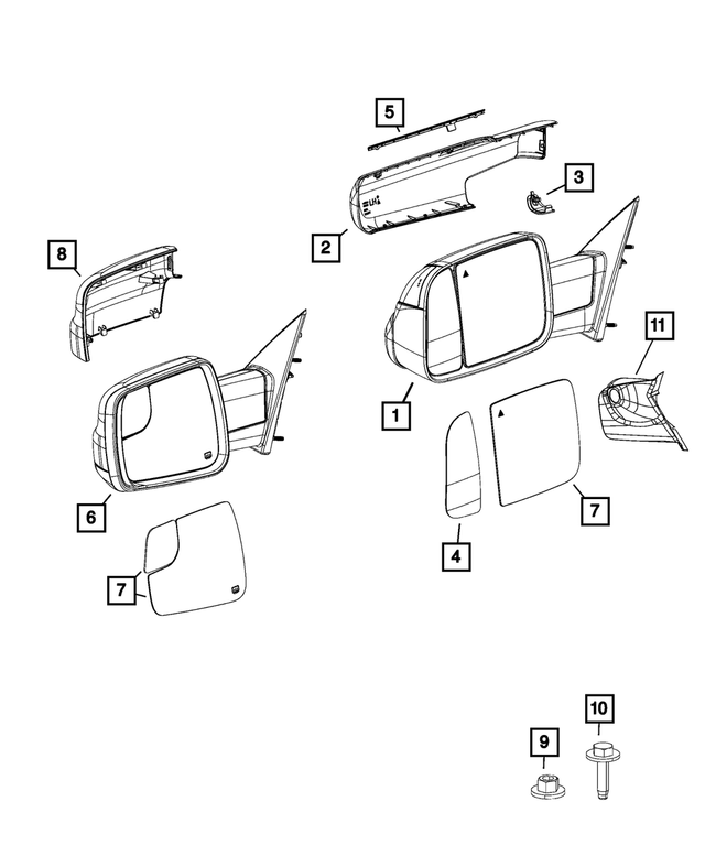 « 68446974AA – Doors, Door Mirrors and Related Parts : Outside Rearview Mirror, Côté Droit pour Mopar Image »