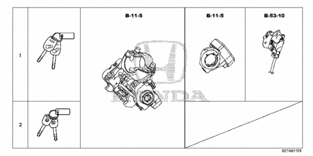 Key Cylinder Set for 2013 Honda CR-Z #0