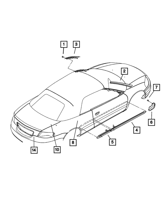 5288400AC - Exterior Ornamentation: A-pillar Molding, Right for Mopar Image