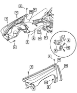55255930 - Body Sheet Metal Except Doors: Fender Mounting Bracket, Right for Mopar Image image