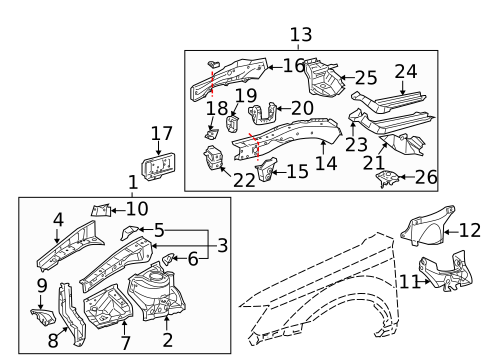 Structural Components & Rails for 2011 Toyota Avalon #0