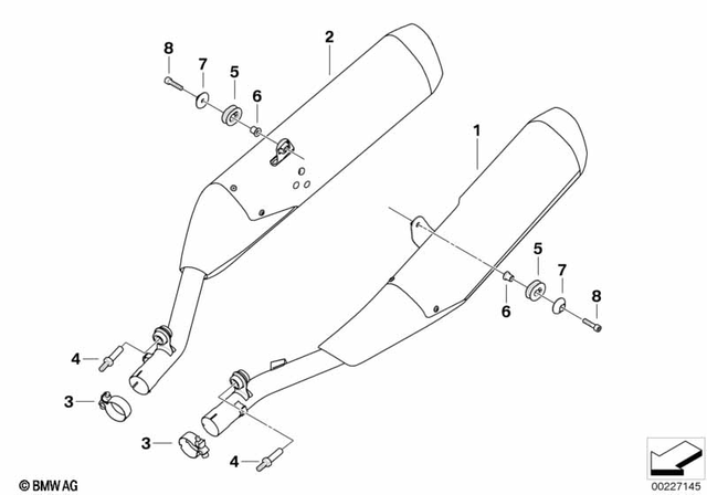 18128521650 - : Rear Muffler, Chrome End Tube, Right for BMW-Motorrad Image