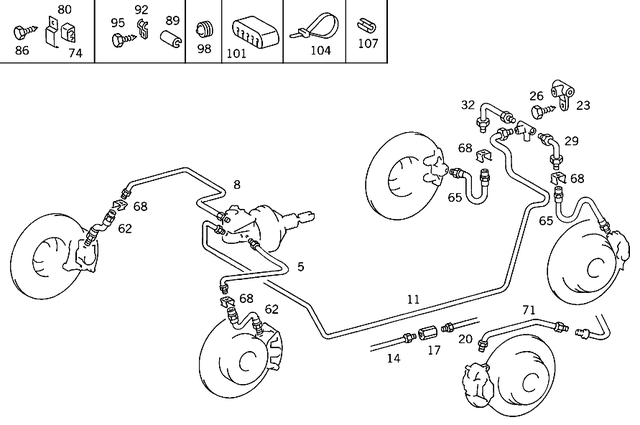 123420862864 - : Line for Mercedes-Benz: 280S, 280SE, 300E, 300SE, 300TE, 380SE, 450SE, 450SEL, 500SEC, C220, C280, C43 AMG, S430, S55 AMG Image
