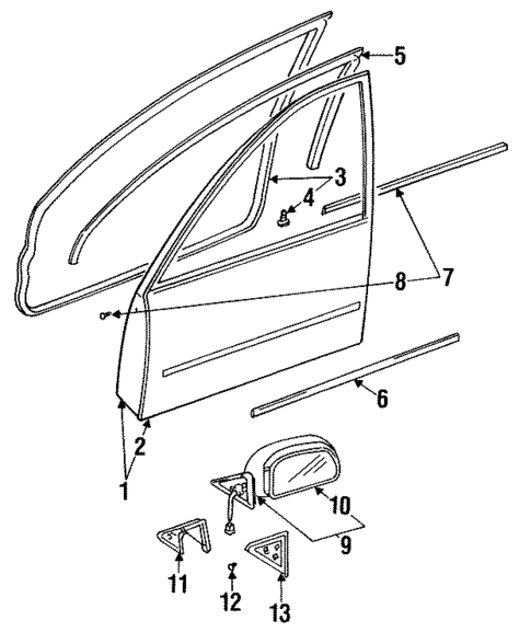 Door & Components for 1995 Mitsubishi Mirage #0
