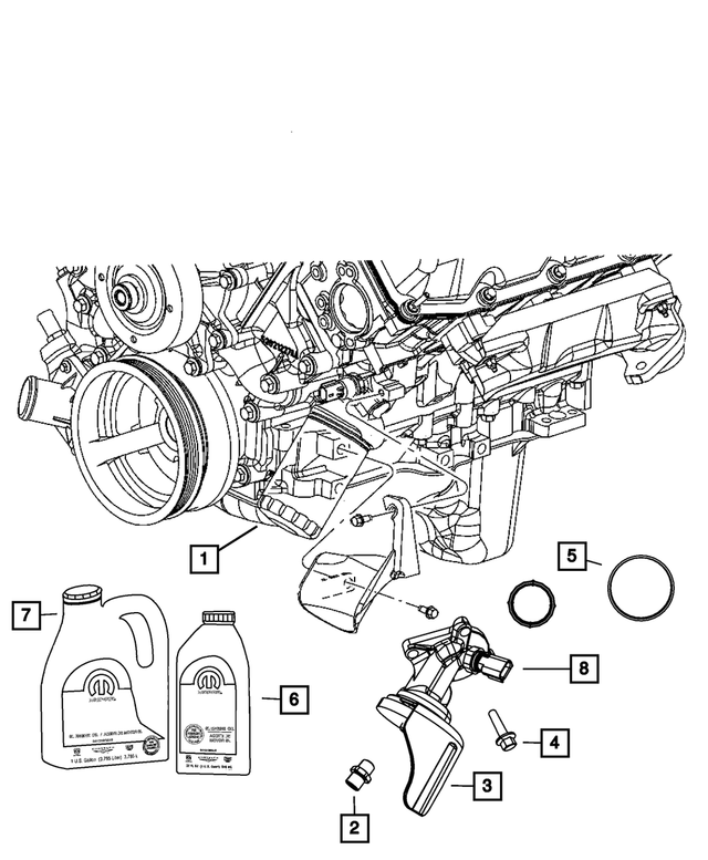 « 68382403AA – 5.7L Gas; Engine : Filtre à Huile Adaptateur pour Mopar Image »
