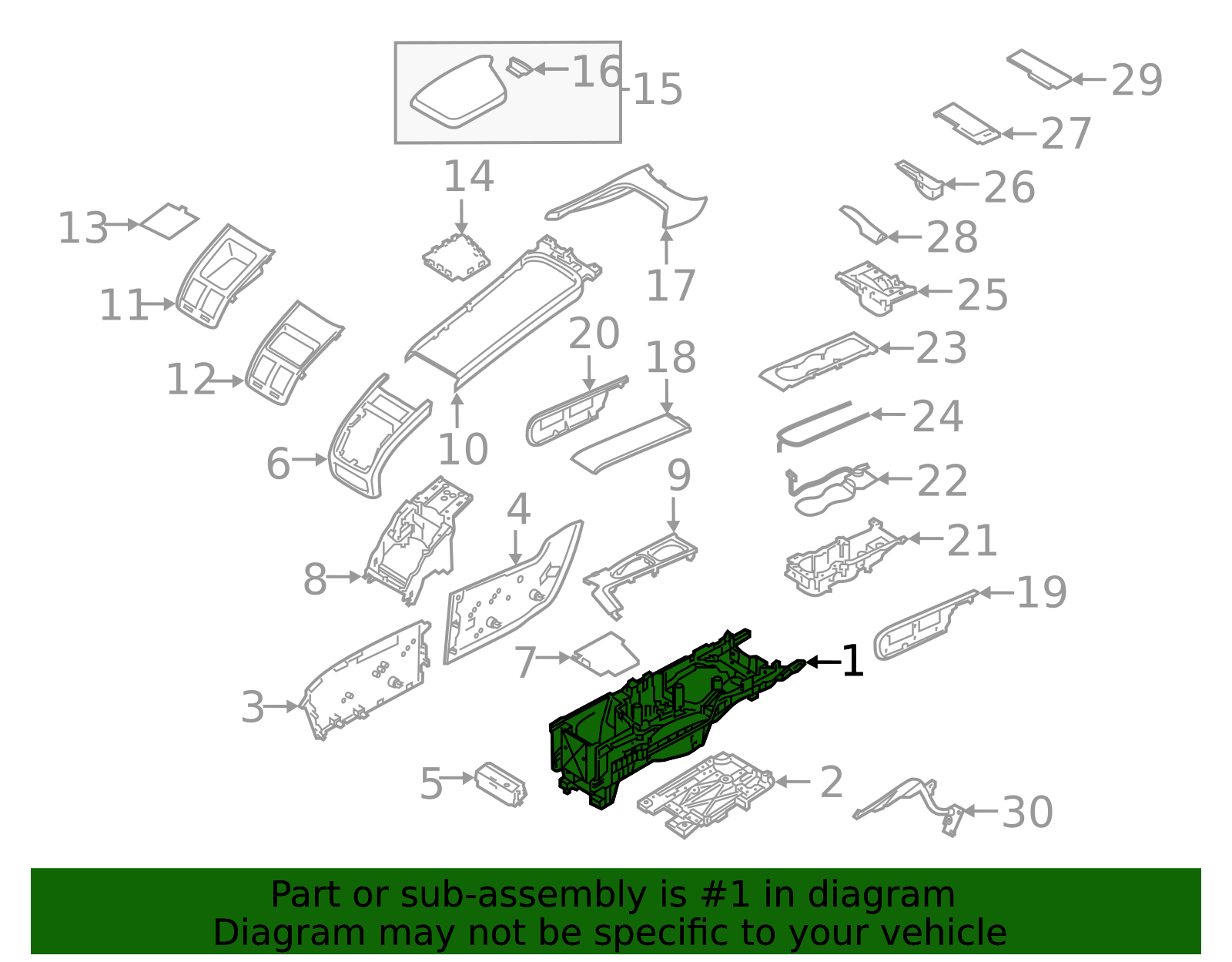 2018-2025 Volvo S90 Console Housing 31415519 | TascaParts.com