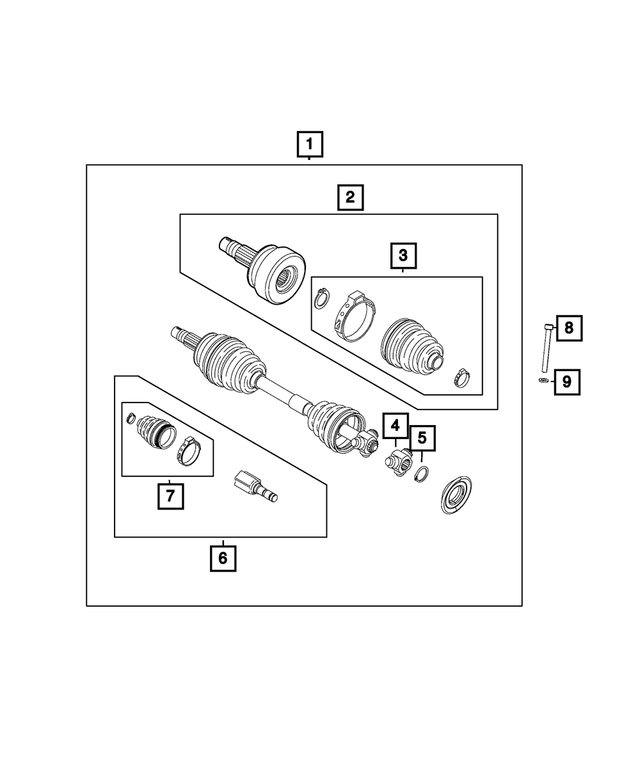 68440046AA - Four Wheel Drive; Differential and Drive Line: Axle Half Shaft for Mopar Image