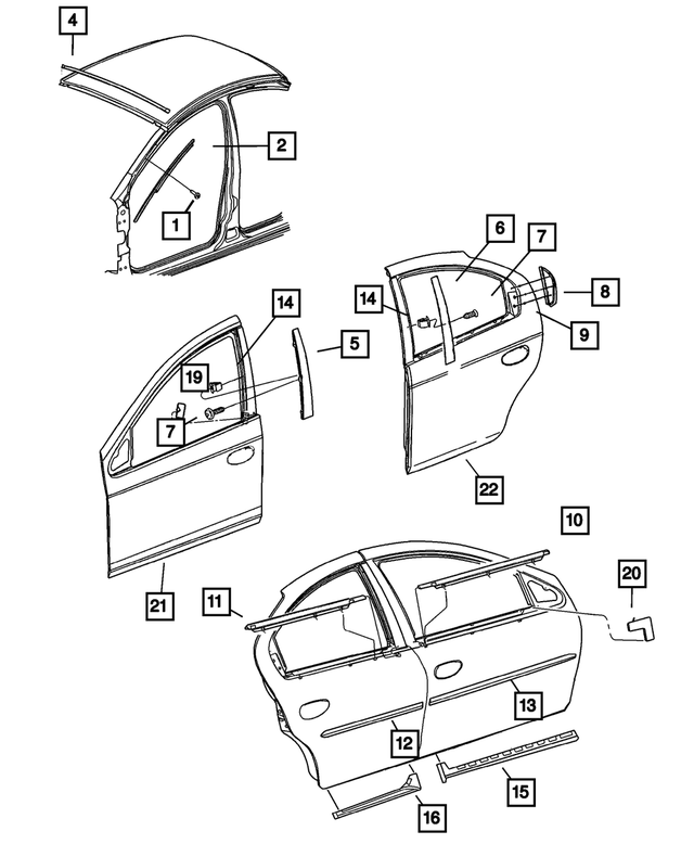 5303405AF - Exterior Ornamentation: A-pillar Molding, Left for Mopar Image image