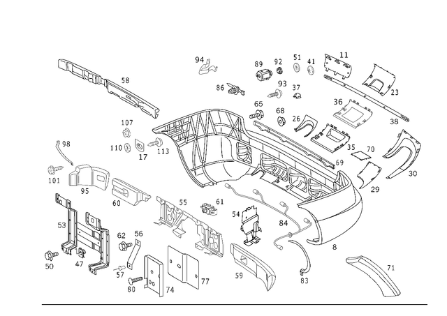 1638808071 - Attachment Parts: Bumper, Rear for Mercedes-Benz: ML320, ML55 AMG Image image