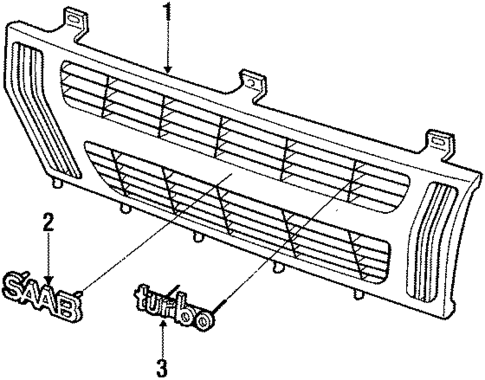 Grille & Components for 1990 Saab 900 #0
