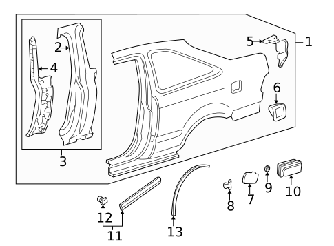 Quarter Panel & Components for 1998 Honda Civic #0