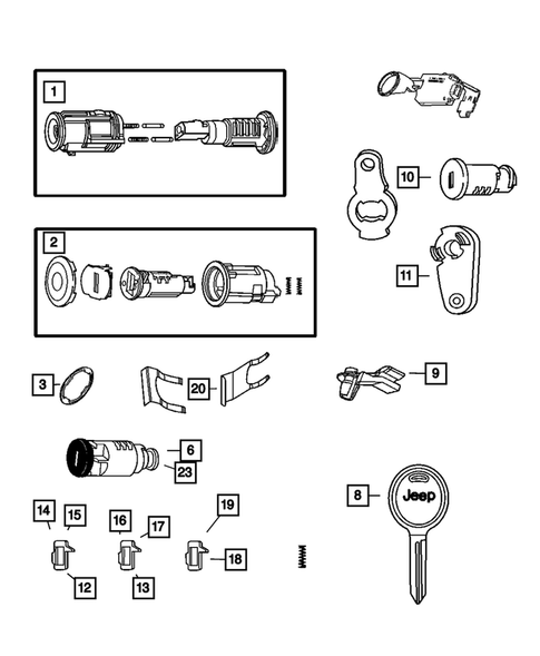 Lock Cylinders and Keys for 2007 Jeep Wrangler #0