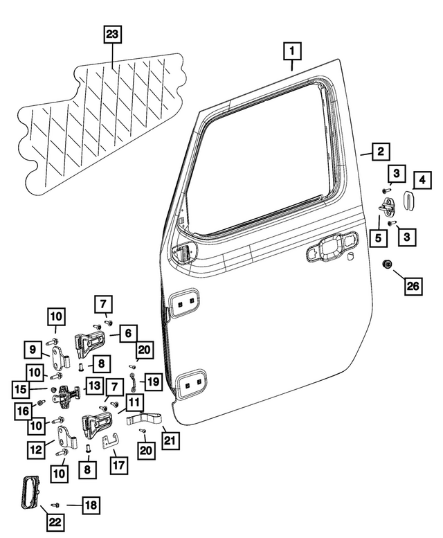 68281911AQ - Doors, Door Mirrors and Related Parts: Front Door, Left for Jeep: Gladiator, Wrangler Image