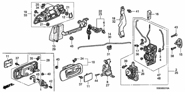 Front Door Locks - Outer Handle for 2005 Honda Civic #0