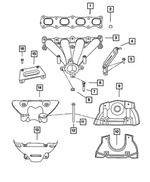 4693350AC - Engine 1.8L Four Cylinder: Exhaust Manifold Bracket, Support for Chrysler: 200, Sebring | Dodge: Avenger, Caliber, Journey | Jeep: Compass, Patriot Image
