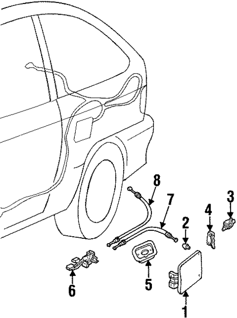Fuel Door for 1997 Ford Aspire #1