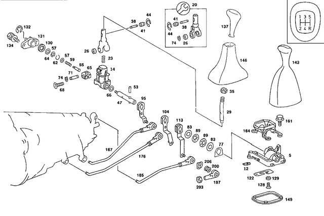 2012601237 - Gearshift Mechanism: Lever for Mercedes-Benz: 190D, 190E Image image