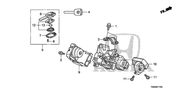Key Cylinder Components for 2012 Honda Fit #0