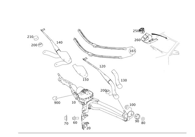 2048201140 - Electrical System: Wiper for Mercedes-Benz: C250, C300, C350, C63 AMG, E550 Image image