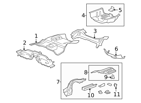 Rear Floor & Rails for 2009 Acura TSX #0