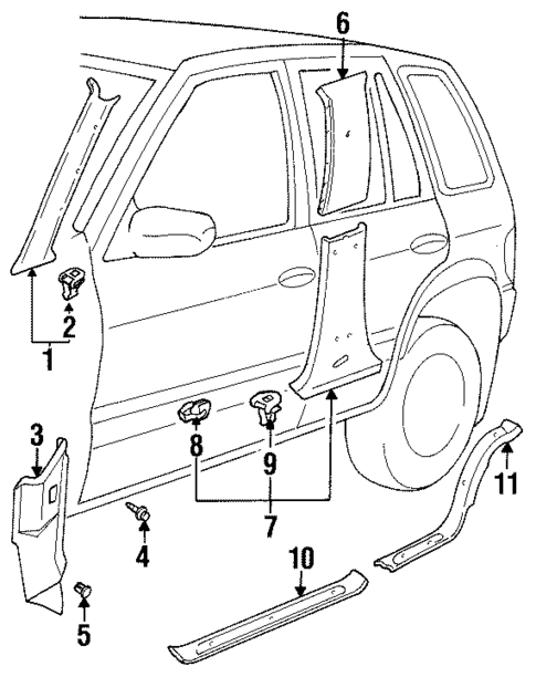 Interior Trim - Pillars for 2001 Kia Sportage #0
