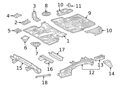 Rear Floor & Rails for 2019 Lexus RX350 #0