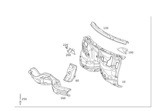 2126201208 - Cowl, Front Panel: Firewall for Mercedes-Benz: CLS400, CLS550, CLS63 AMG, CLS63 AMG S, E250, E350, E400, E550, E63 AMG, E63 AMG S Image image