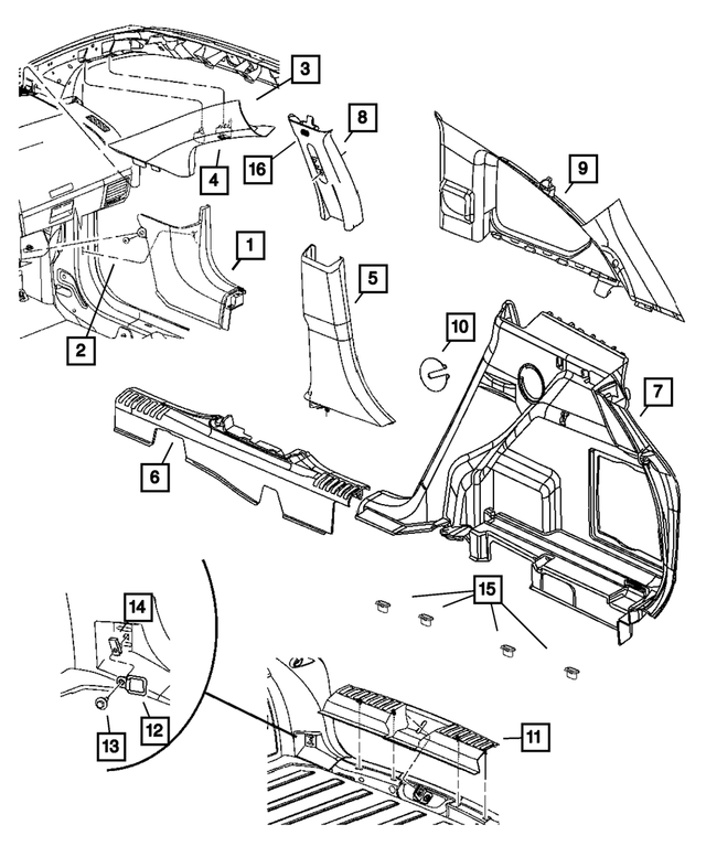 « YD90BDAAF – Interior Trim : Auvent Panneau, Côté Droit pour Mopar Image »