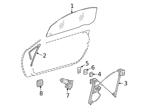 Glass - Door for 2003 Mercedes-Benz SLK 230 #0
