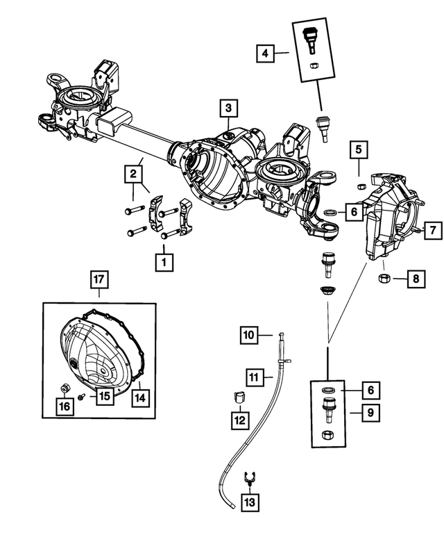 5086685AA - Front Axle; American Axle 235 MM Single Rear Wheel; Differential and Drive Line: Hex Head Bolt, Mounting for Mopar Image