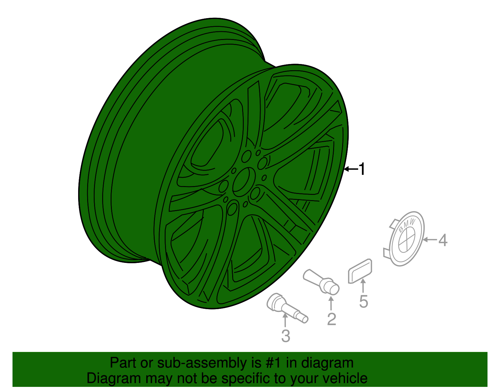 36116787583 - 2011-2018 BMW M Double Spoke 310, Single Wheel
