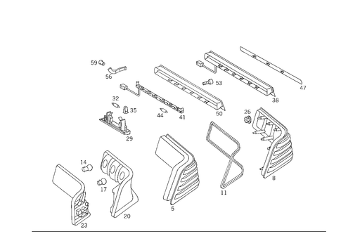 Rear Lamps, Additional Stop Light, and License Plate Lamp for 1993 Mercedes-Benz 600SL #0