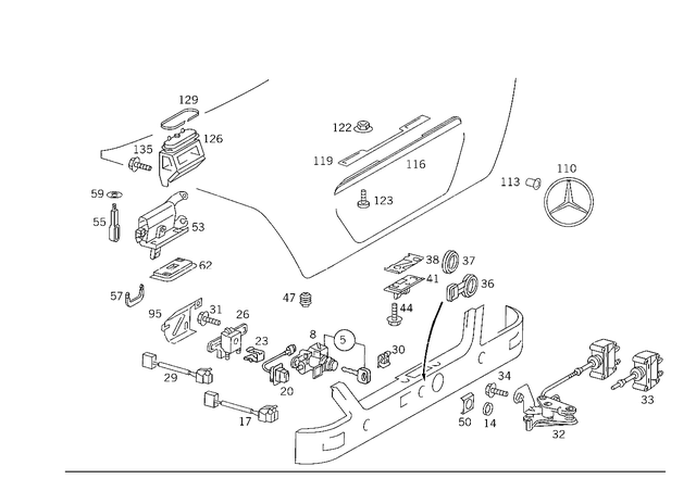 1407600193 - Trunk Lid: Receiver for Mercedes-Benz: 300SD, 400SE, 400SEL, 500SEC, 500SEL, 600SEL, S420 Image