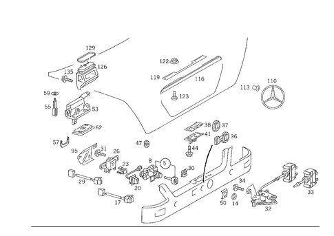 Rear Lid Latch-Type Lock, Rear Lid Attachment Parts for 1993 Mercedes-Benz 300SD #0