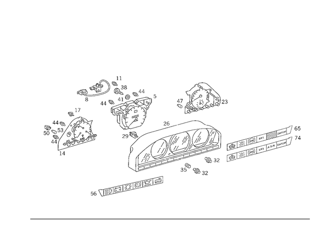 1245847126 - Electrical Equipment and Instruments: Symbol Panel for Mercedes-Benz: 260E, 300E, 300TE, 400E, 500E Image image