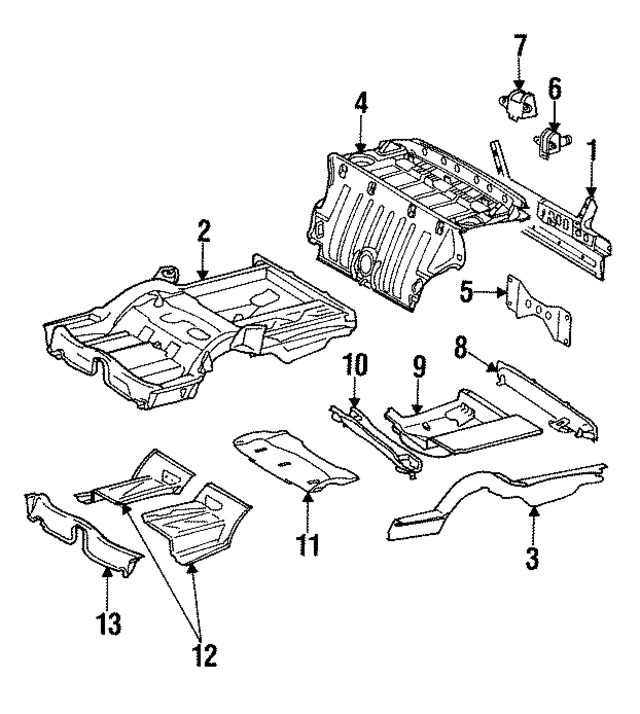 1246102461 - Body: Rear Floor Pan for Mercedes-Benz Image