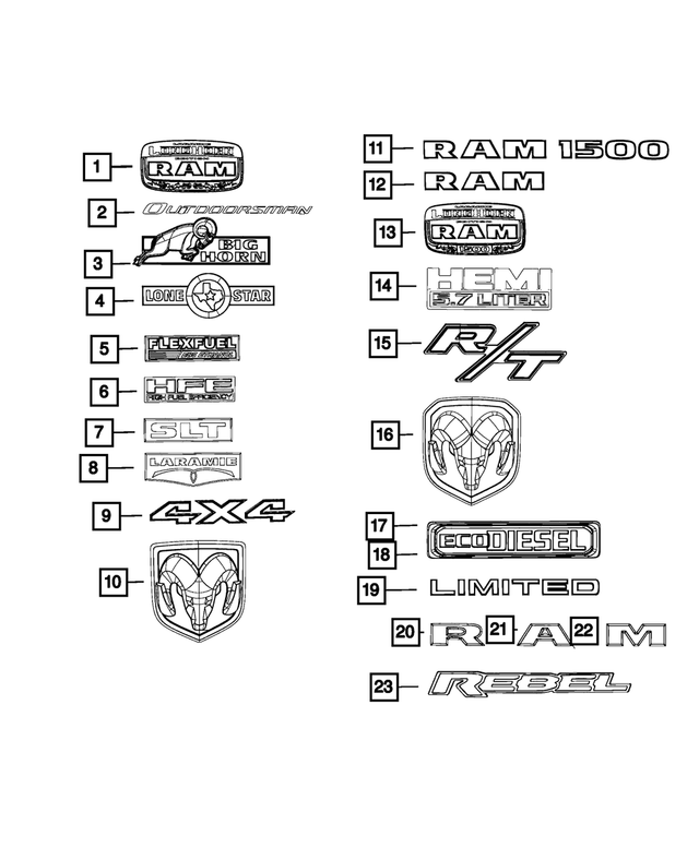 68205000AA - Exterior Ornamentation: Limited Nameplate for Mopar Image image