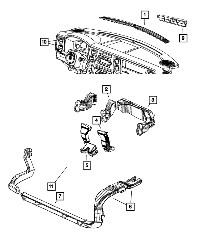 55117103AB - : A/C Outlet Duct, Left for Mopar Image