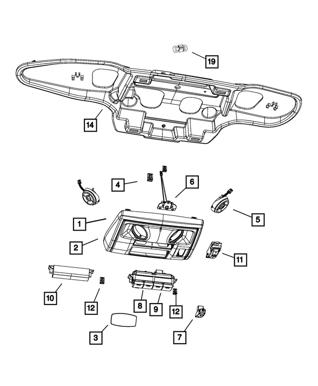 1LX411W1AA - Interior Trim: Overhead Console for Mopar Image